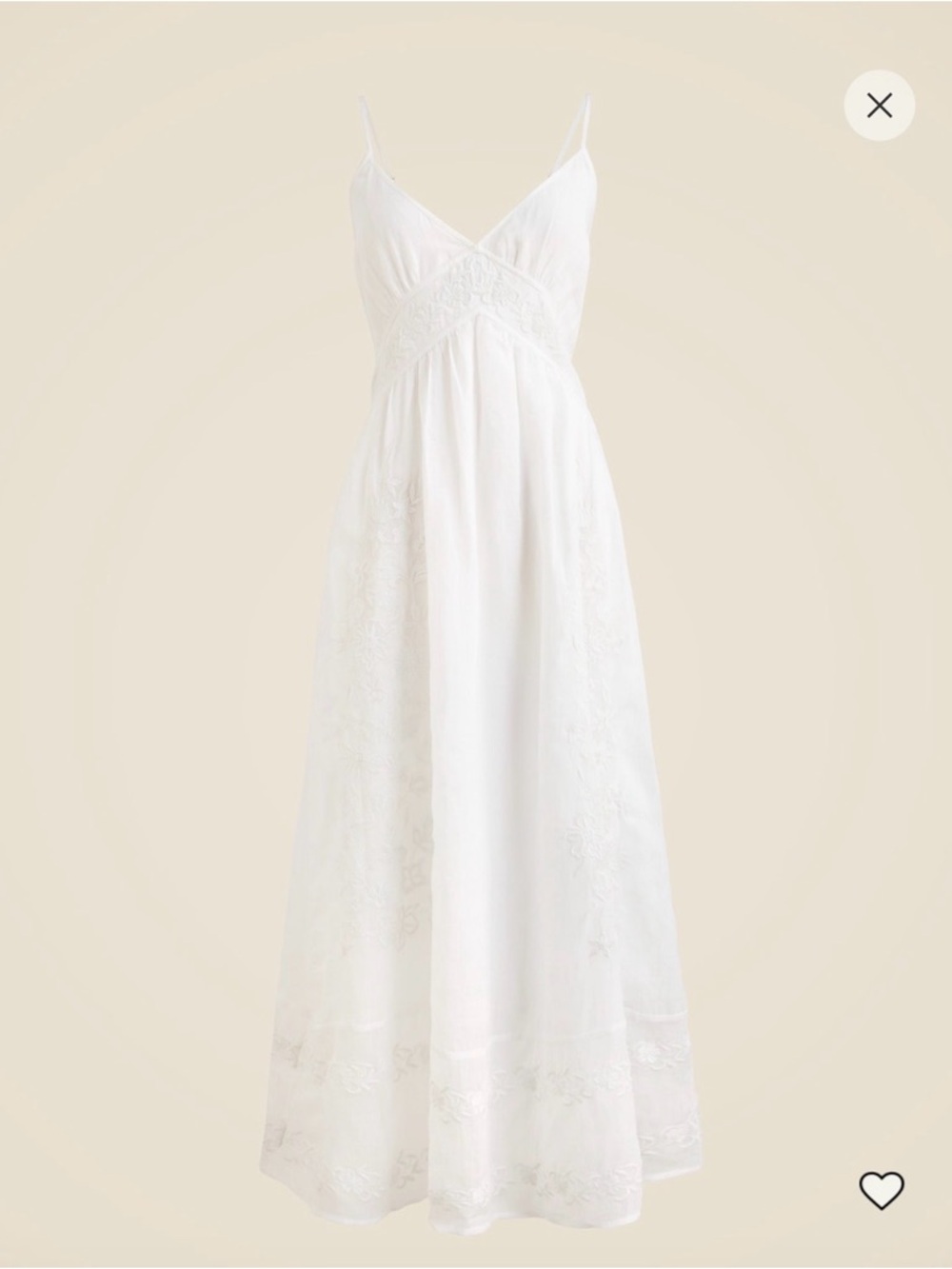 J. Crew White Embroidered midi dress in ramie